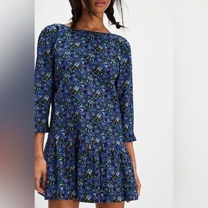Free People The Avenue Mini Dress Floral Printed Ruffle Cutout Scoop Neck XS